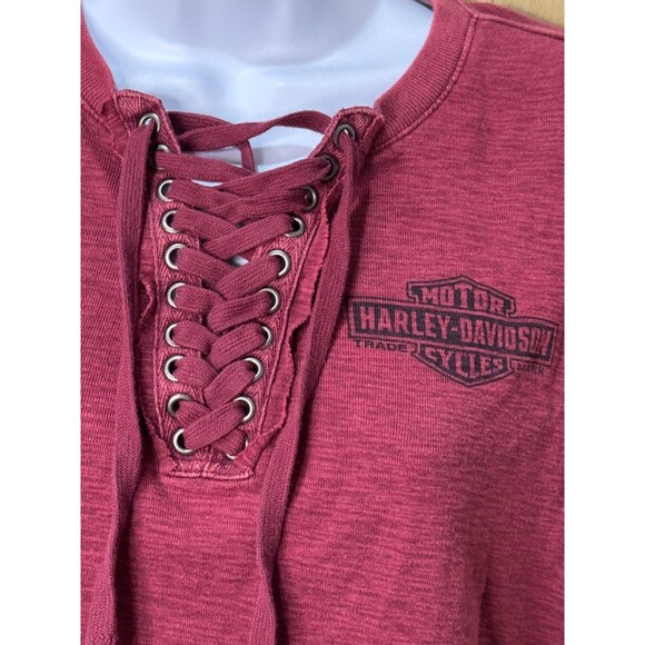 Harley Davidson Womens Freedom Motorclothes Short Sleeve Shirt Lace up Size M - Picture 3 of 5